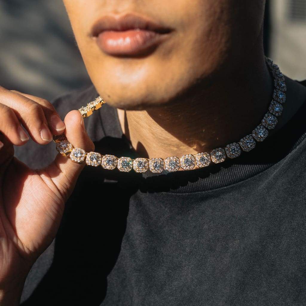 Clustered Moissanite Tennis Chain 18k Gold