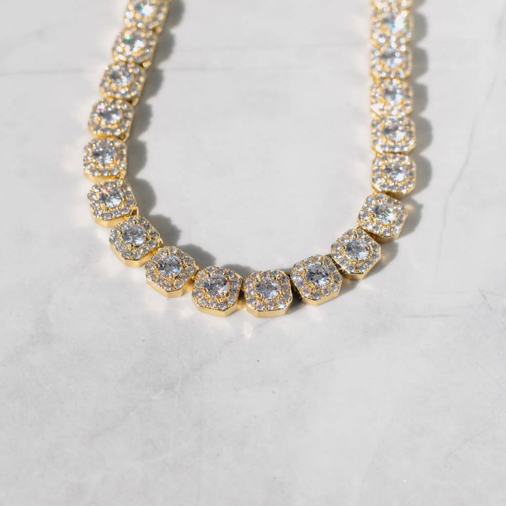 Clustered Moissanite Tennis Chain 18k Gold