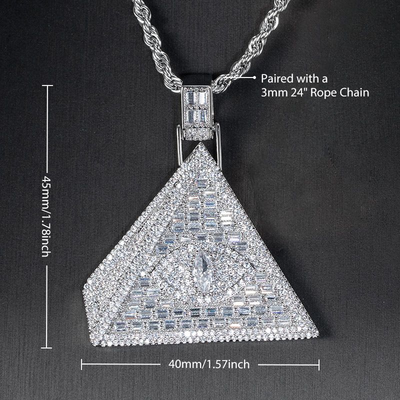 Iced Baguette Cut Egyptian Pyramid Eye of Horus Moissanite Pendant
