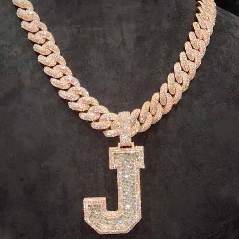 Street Style | Letter "J" Pendant Cuban Chain Set