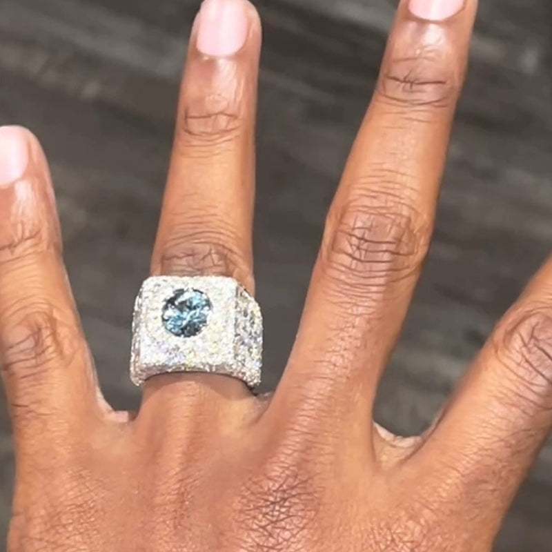 Moissanite Sapphire Square Ring