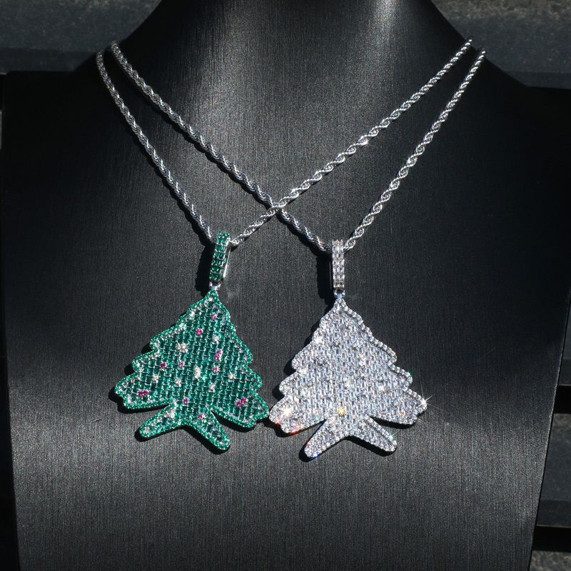 Iced Christmas Tree Charm Pendant