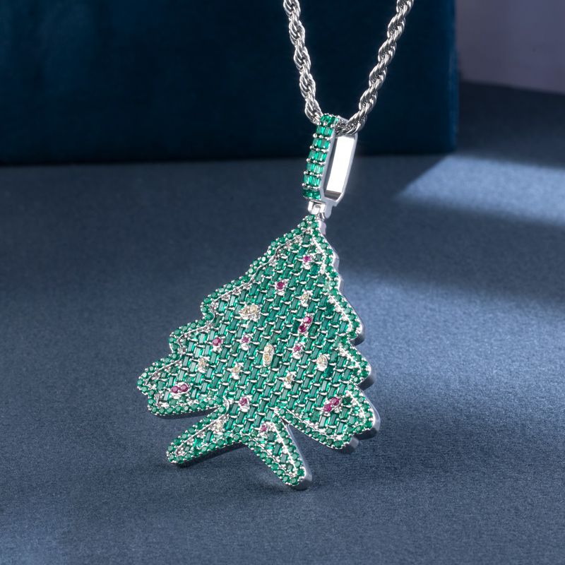 Iced Christmas Tree Charm Pendant