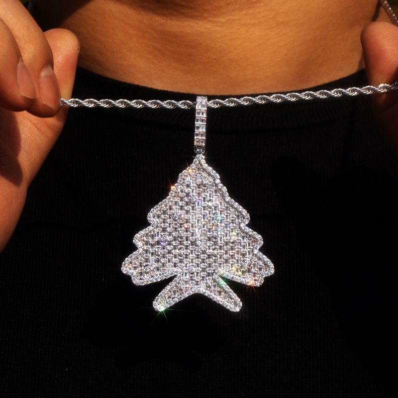 Iced Christmas Tree Charm Pendant
