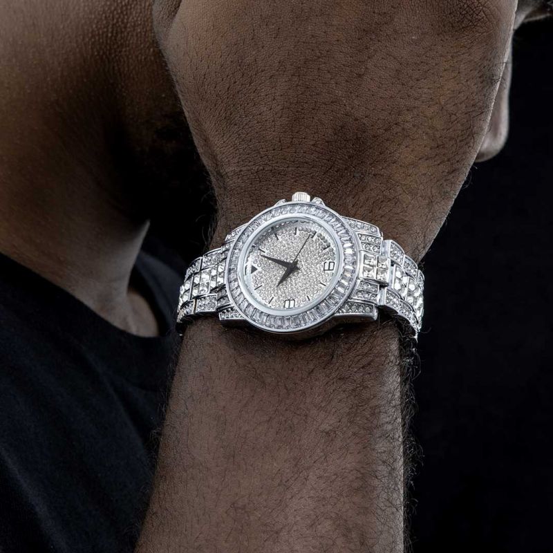 Iced Heavy Metal Hip Hop Watch - 40.6mm White Gold