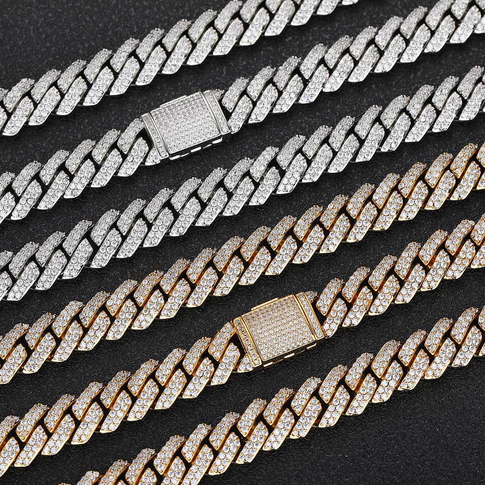 10MM Moissanite Diamond Prong Cuban Chain