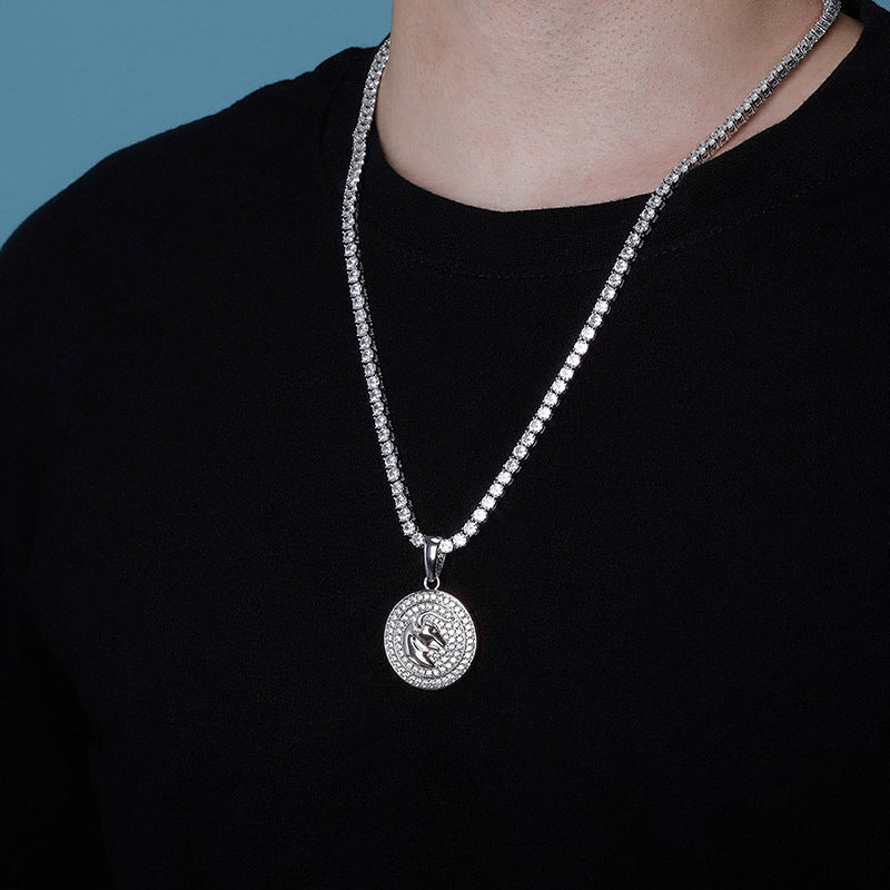 Ice Circle Cut Zodiac Circle Moissanite Pendant