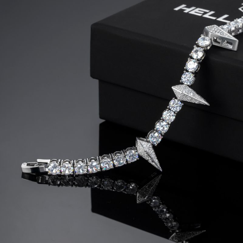 5mm Moissanite Fight Tooth and Claw Tennis Bracelet in White Gold