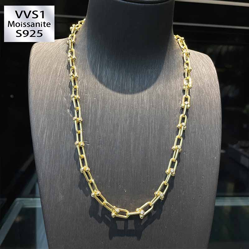 5mm Moissanite U-Shape Linked Necklace