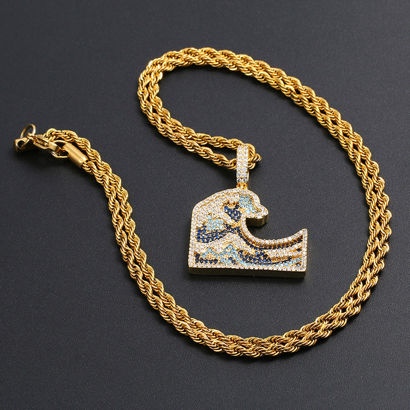 Colorful Gem Sea Wave Moissanite Pendant