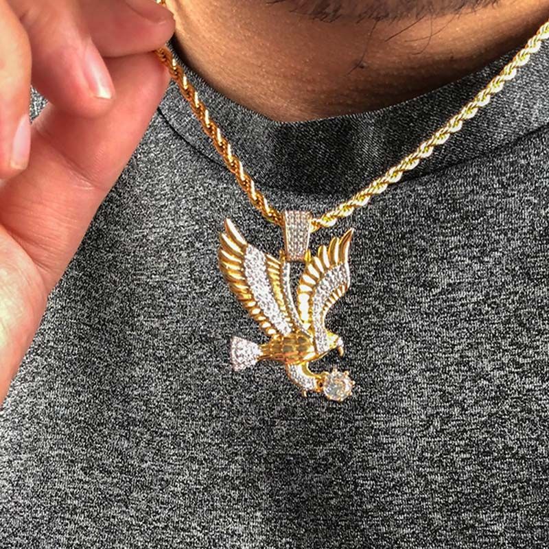 Iced Flying Eagle Pendant