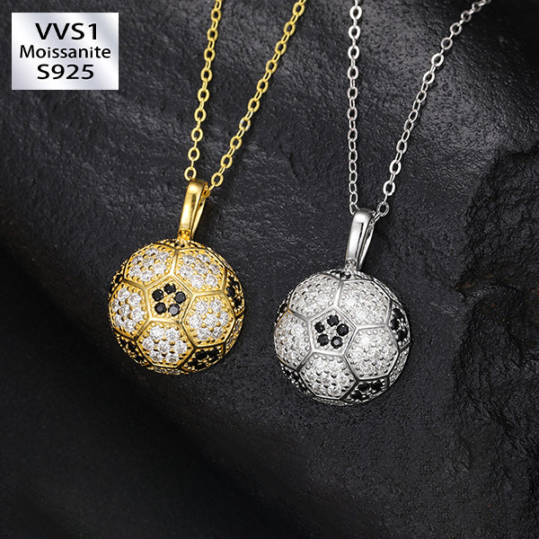 S925 Moissanite Football Pendant Necklace