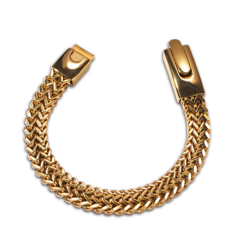 10mm Double Rows Franco Bracelet in Gold