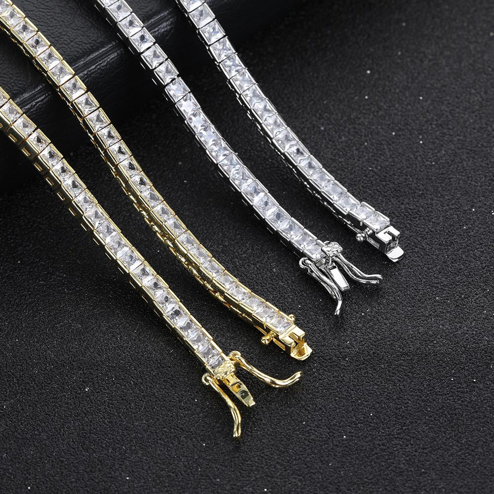 4mm Moissanite Princess Cut Tennis Chain