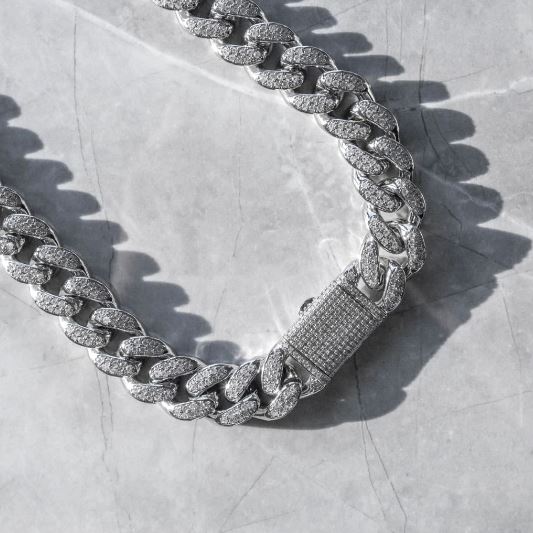 19mm Ice Out Cuban Chain - Silver Plated