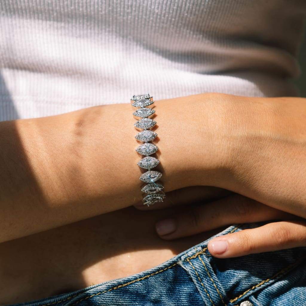 10mm Marquise Cut Cluster Tennis Bracelet