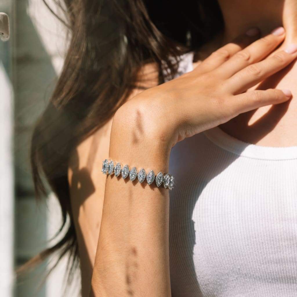 10mm Marquise Cut Cluster Tennis Bracelet