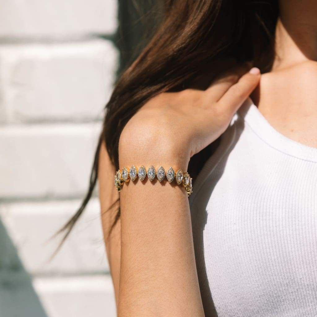 10mm Marquise Cut Cluster Tennis Bracelet