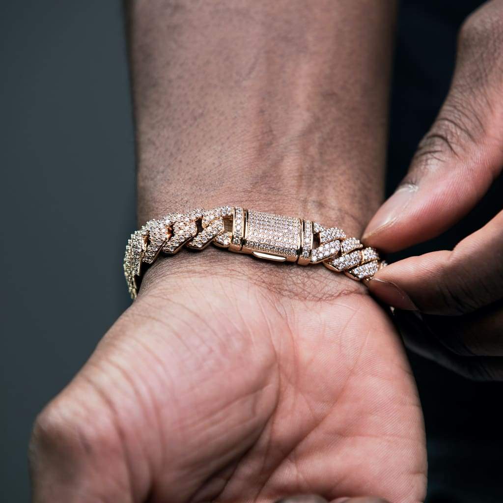 12mm Moissanite Prong Cuban Bracelet