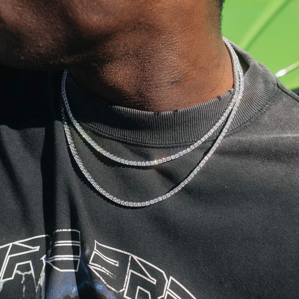 3mm Moissanite Diamond Tennis Chain White Gold