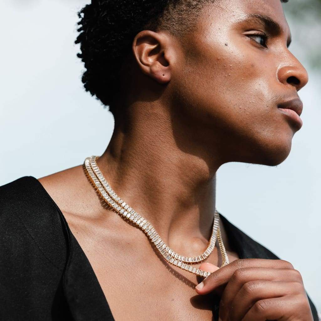 Baguette Moissanite Tennis Chain 18k Gold