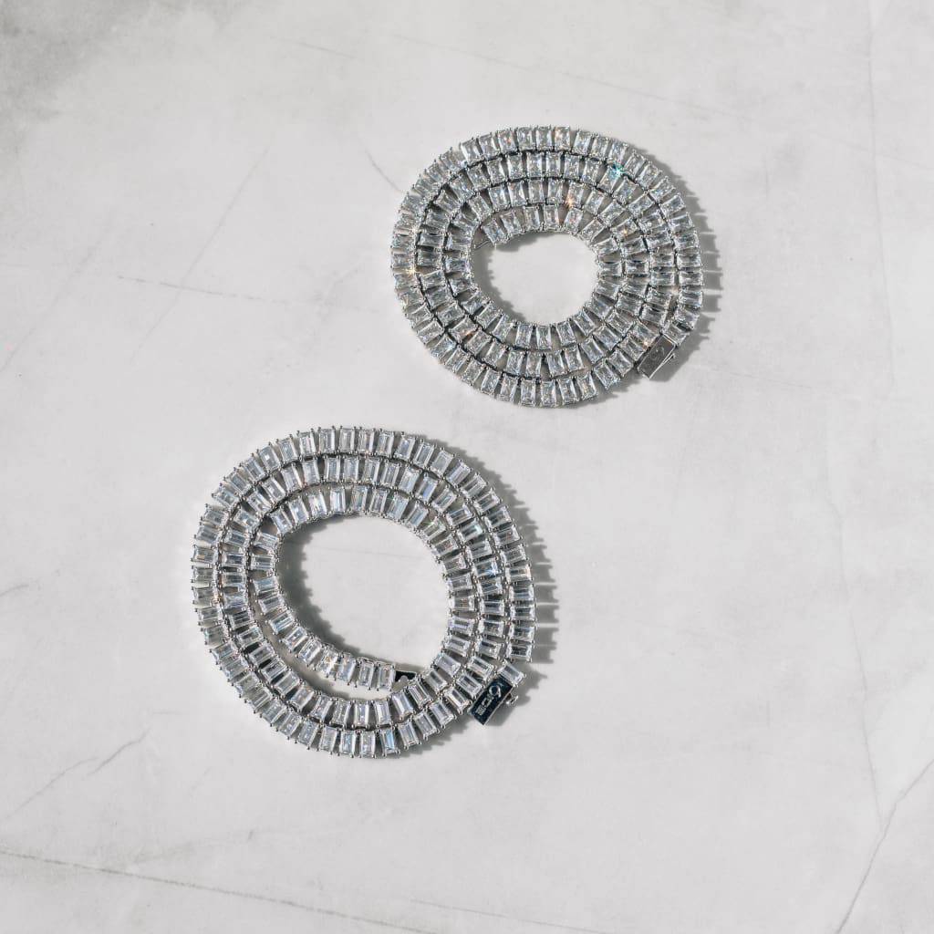 Moissanite Baguette Tennis Chain White Gold