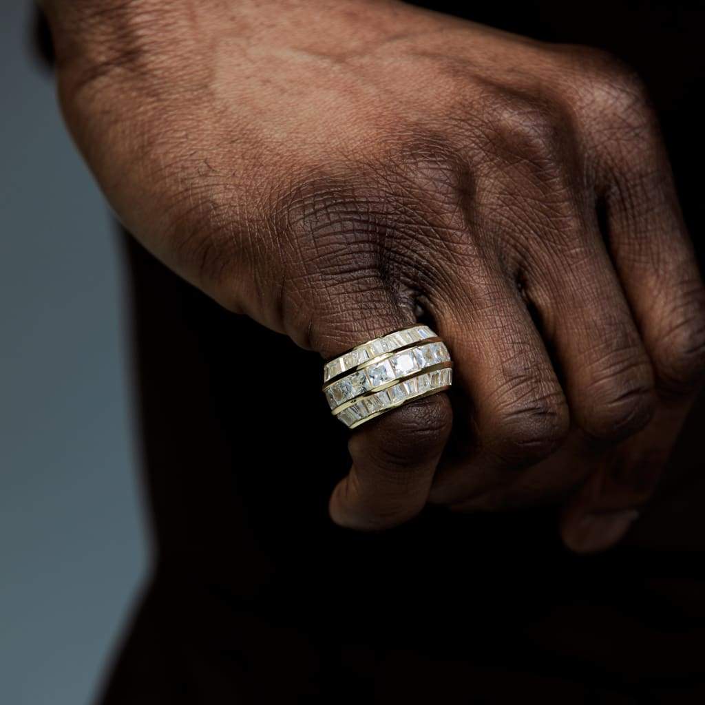 Moissanite Baguette Layered Ring 18k Gold