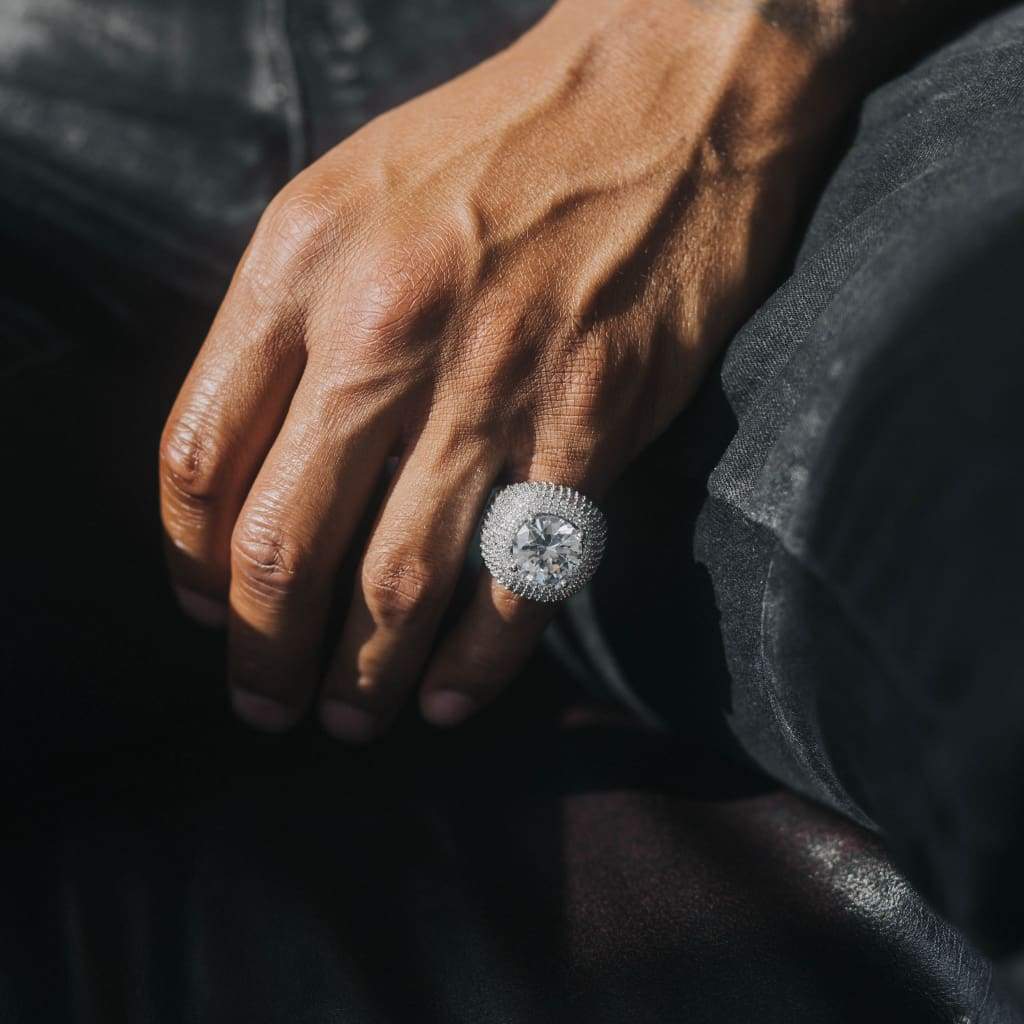 Moissanite Clustered Band Ring White Gold