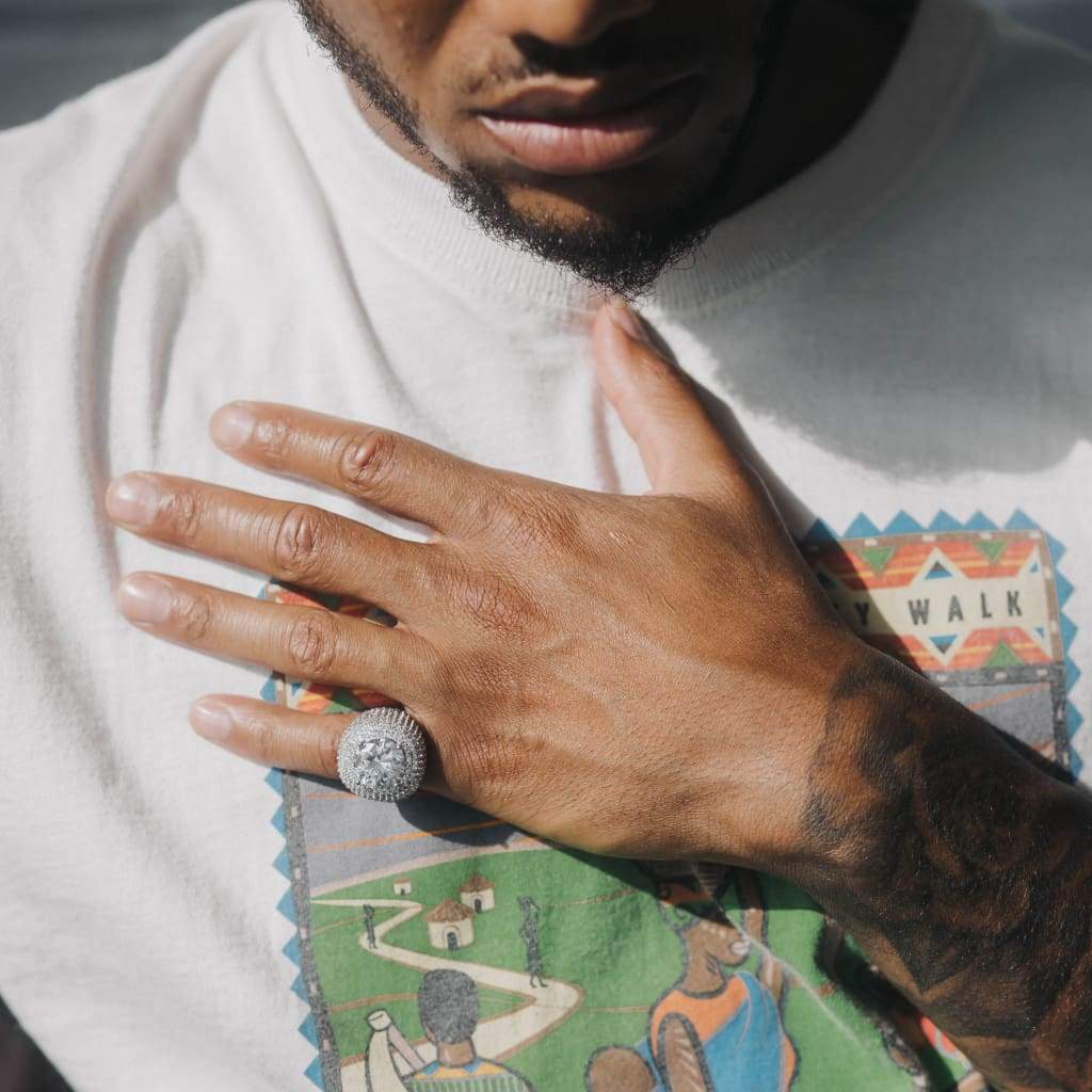 Moissanite Clustered Band Ring White Gold