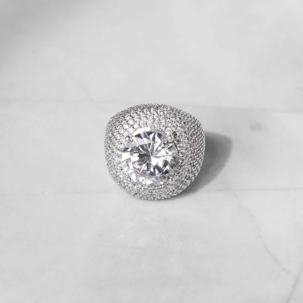 Moissanite Clustered Band Ring White Gold