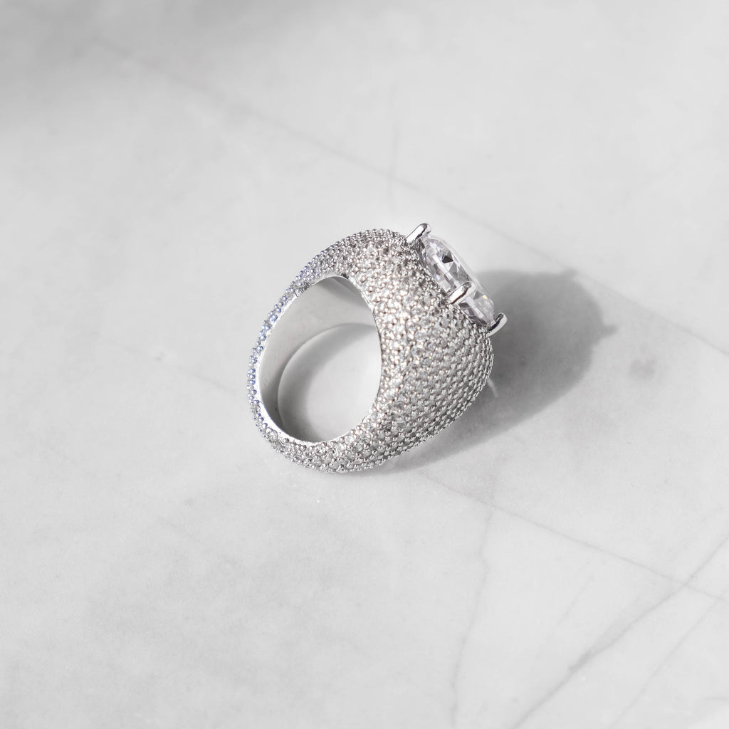 Moissanite Clustered Band Ring White Gold