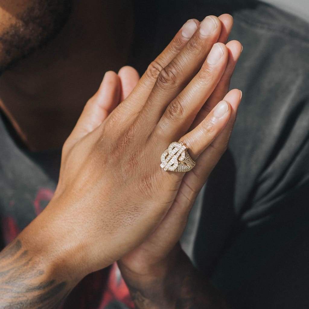 Moissanite Dollar Sign Ring 18k Gold