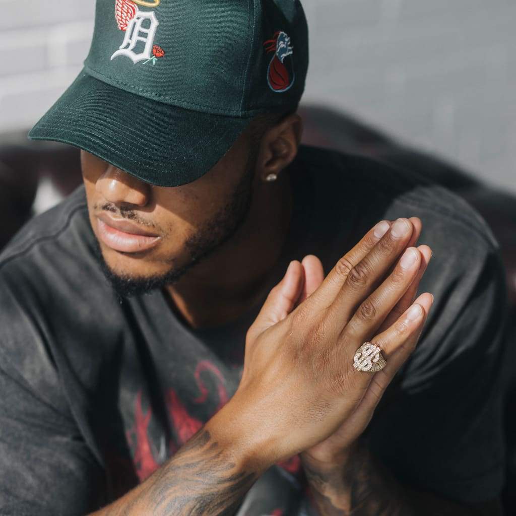 Moissanite Dollar Sign Ring 18k Gold