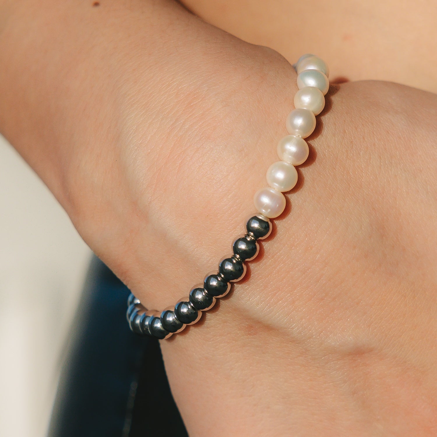 Beads Pearl Bracelet White Gold