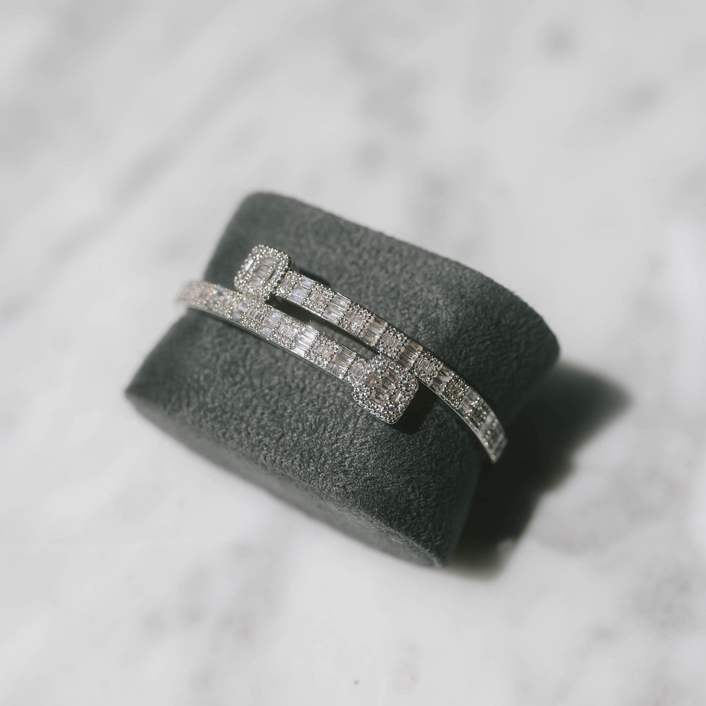 Moissanite Baguette Bangle Bracelet For Men