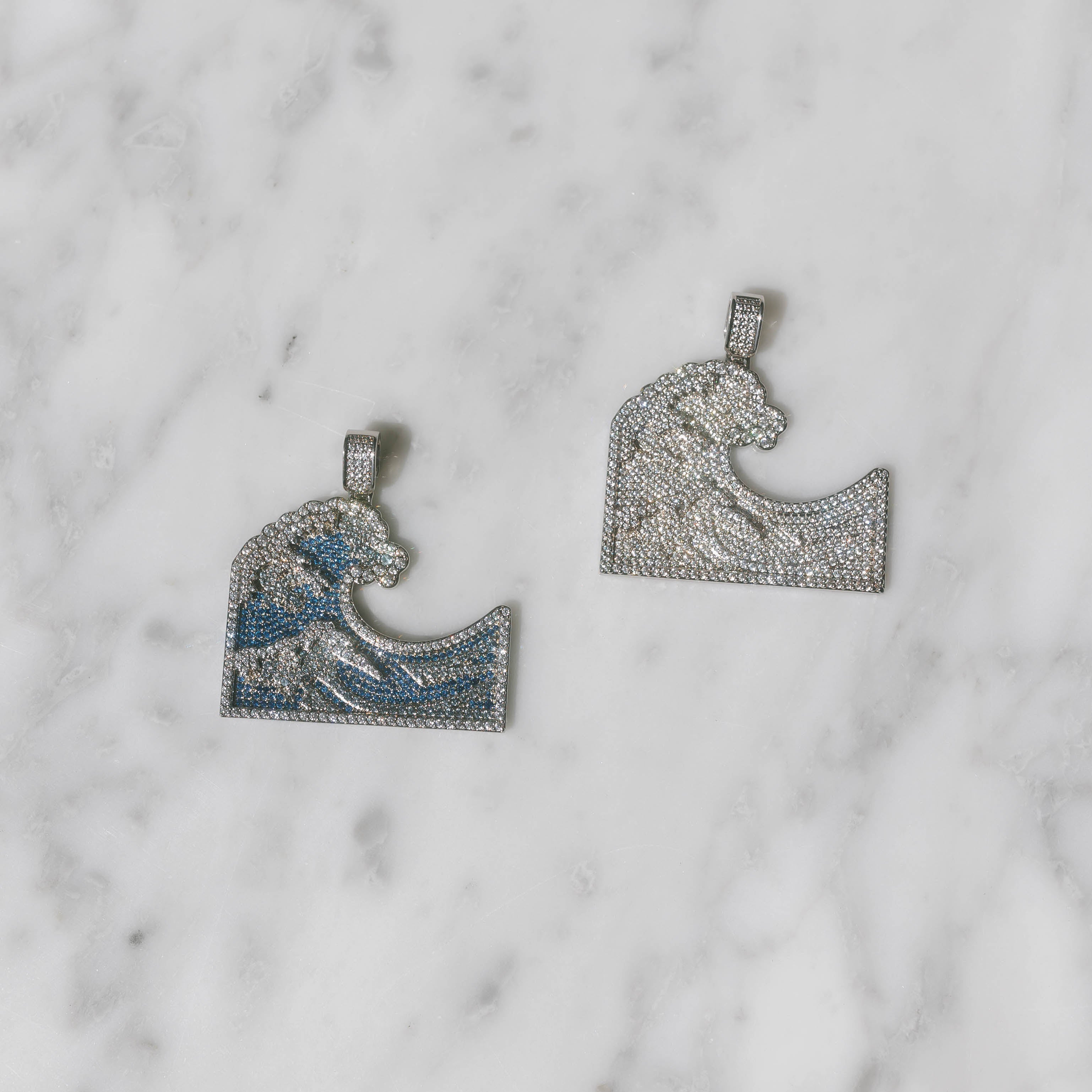 Wave Moissanite White Gold Pendant