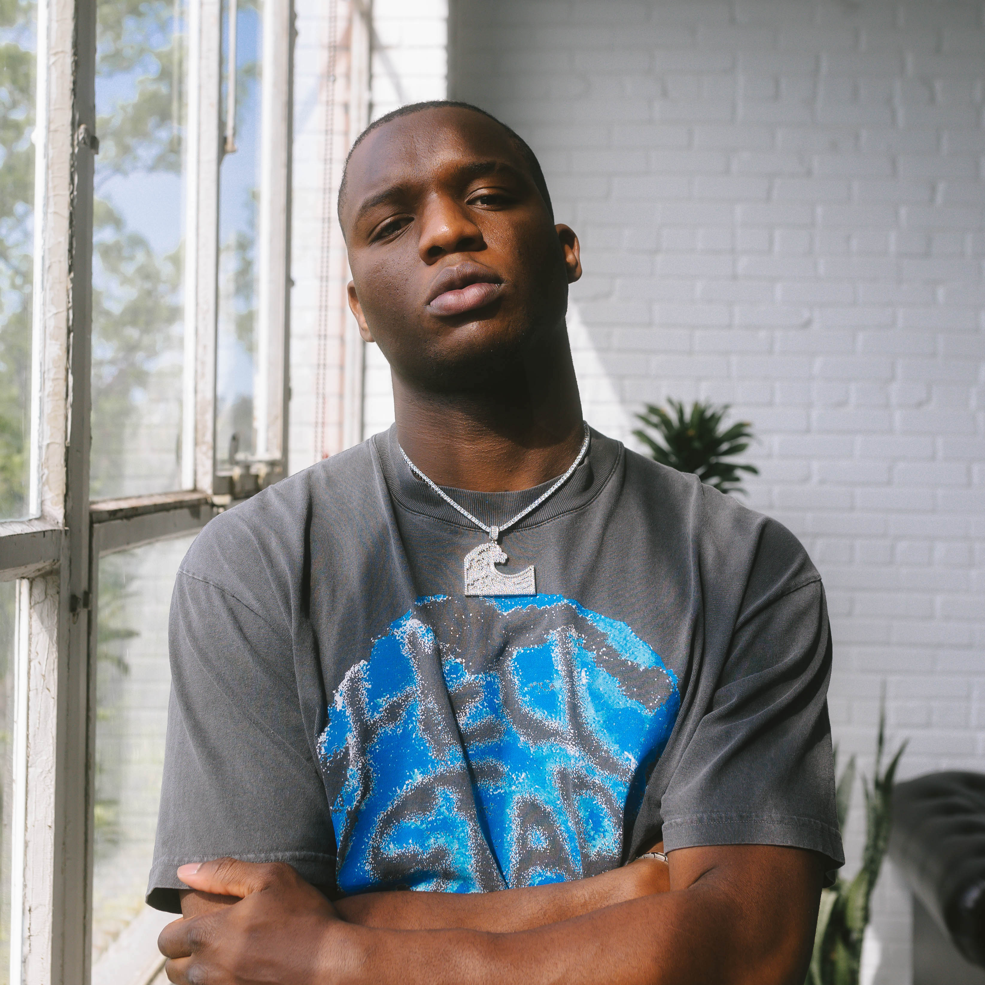 Wave Moissanite White Gold Pendant