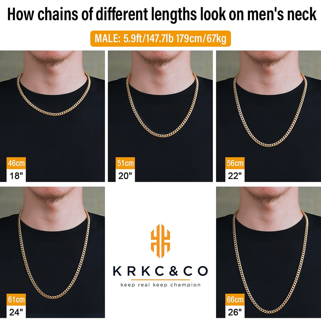 6mm Miami Cuban Link Chain in 18K Gold for Men's