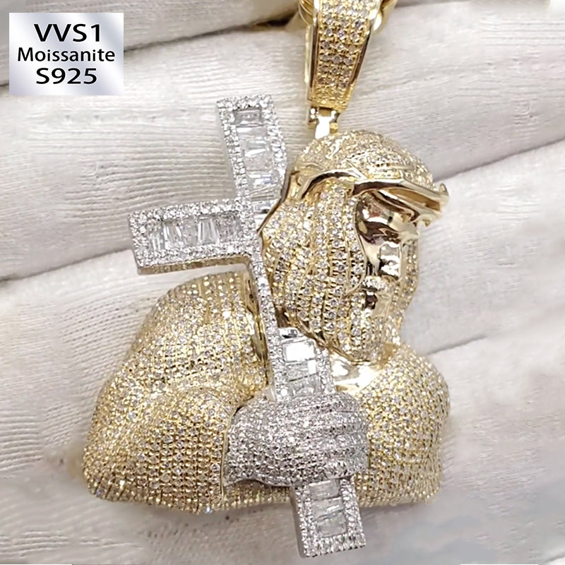 Custom Ice Out Jesus Cross Pendant and 5mm Tennis Chain Set