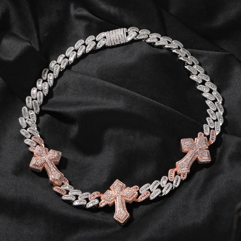 Moissanite Punk Cross Cuban Chain