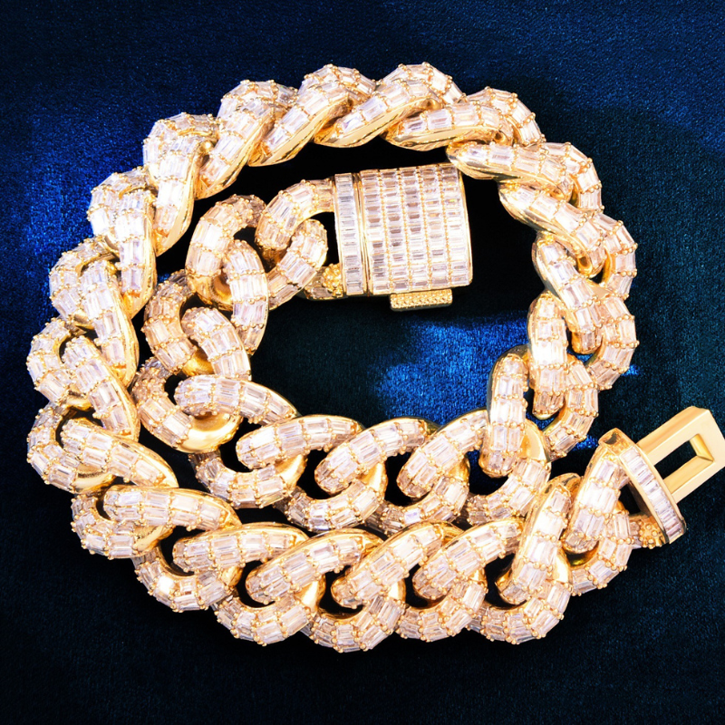 21mm Moissanite Trapezoid Diamond Cuban Chain