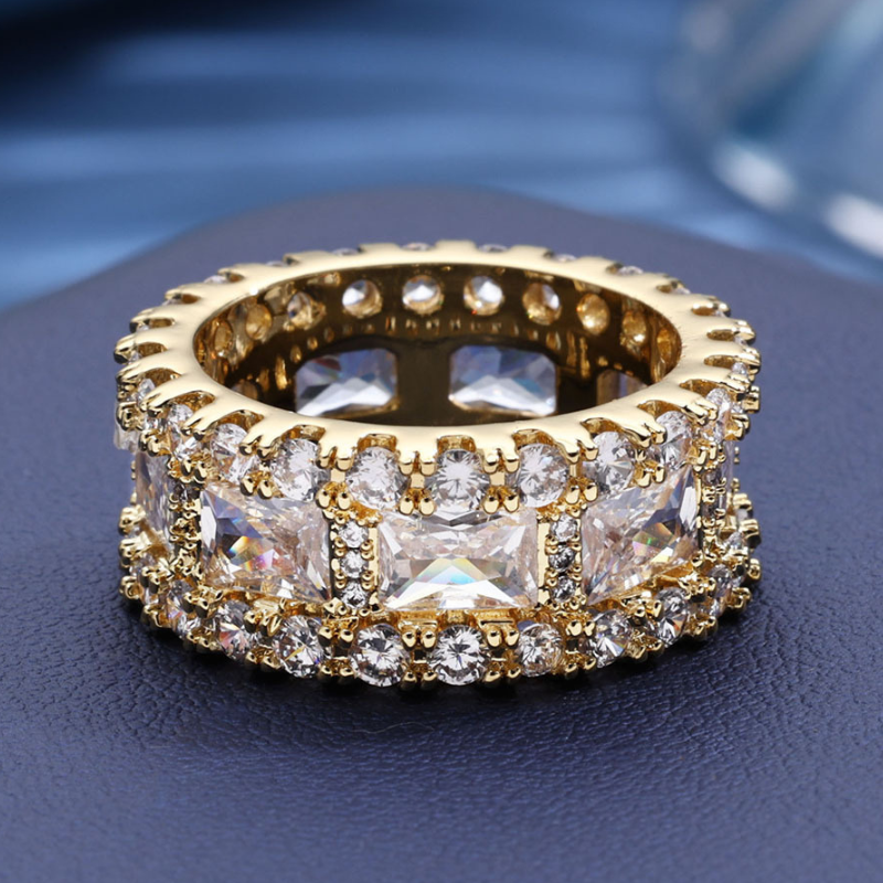 Moissanite Mixed Inlaid T Square Diamond Ring