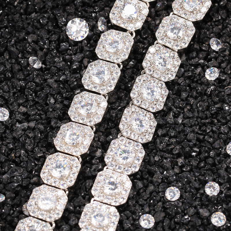 10mm Moissanite Clustered Tennis Chain In Yellow Gold