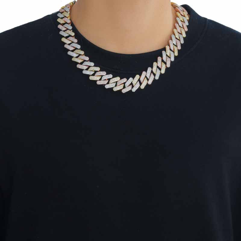 20mm Moissanite Hip Hop Tricolor Miami Diamond Cuban Chain