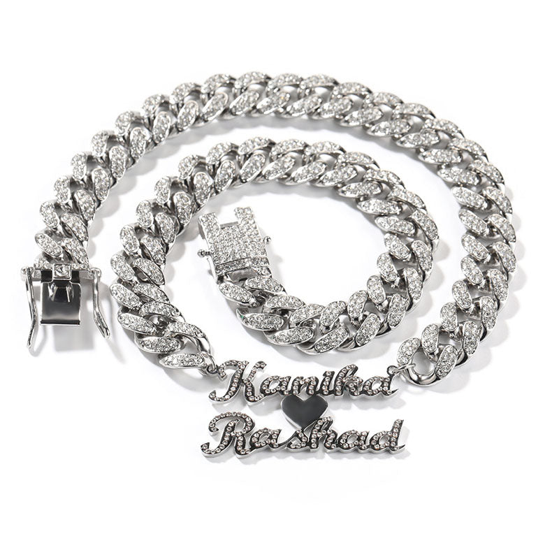 Moissanite can Customize Letter Cuban Chain