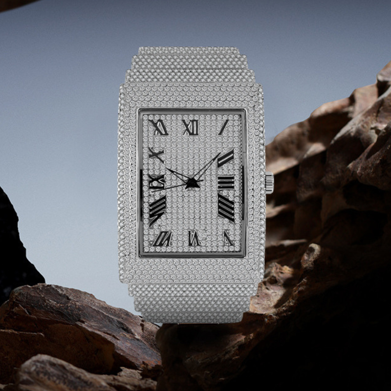 Moissanite Rectangular Full Diamond Watch