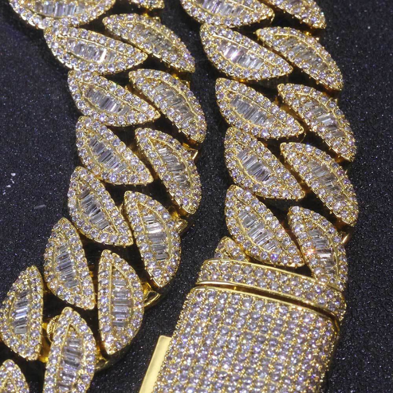 20mm Moissanite Mixed Inlay T Square Cuban Chain