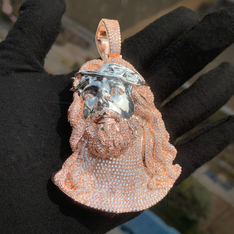 Moissanite Hip Hop Big Wave Jesus Pendant（In stock）