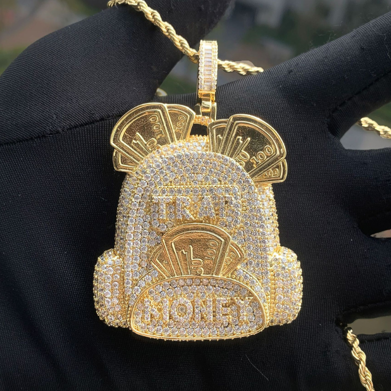 Moissanite Hip Hop Letter Backpack Pendant