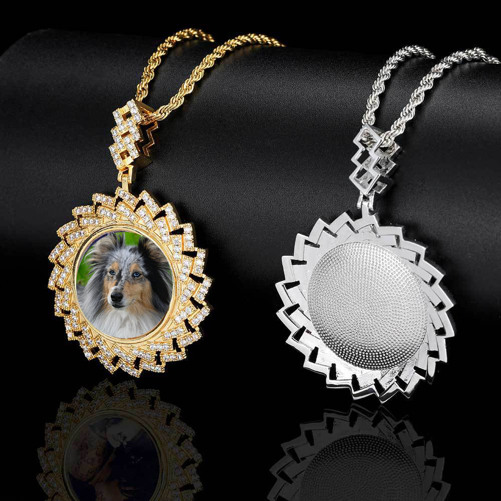 Iced Out Custom Rhombus Picture Necklace Photo Moissanite Pendant